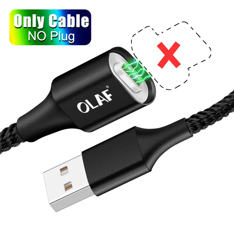 A1 Black Only Cable OLAF 3A светодиодный магнитный usb кабель для зарядки Micro для Xiaomi huawei Micro USB кабель для быстрой зарядки для samsung кабель для передачи данных Microusb - Цвет: A1 Black Only Cable