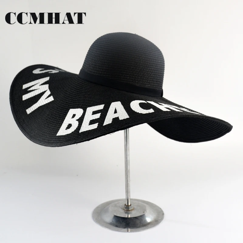 CCMHAT пляжная шляпа Письмо печати для женщин широкими полями летние девушки от
