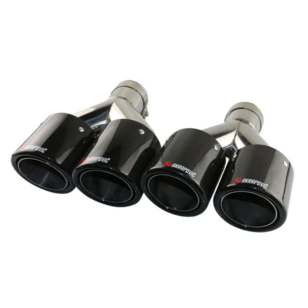 1 шт. mate Carbon AKRAPOVIC труба глушителя автомобиля 2,5 ''впуск из нержавеющей стали Y выхлопные наконечники 4'' Выход трубы с зажимом