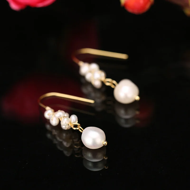 New Freshwater Pearls Tassel Earrings Geometry White Pink Drop Earring For Women Statement Ear Rings Handmade Jewelry | Украшения и