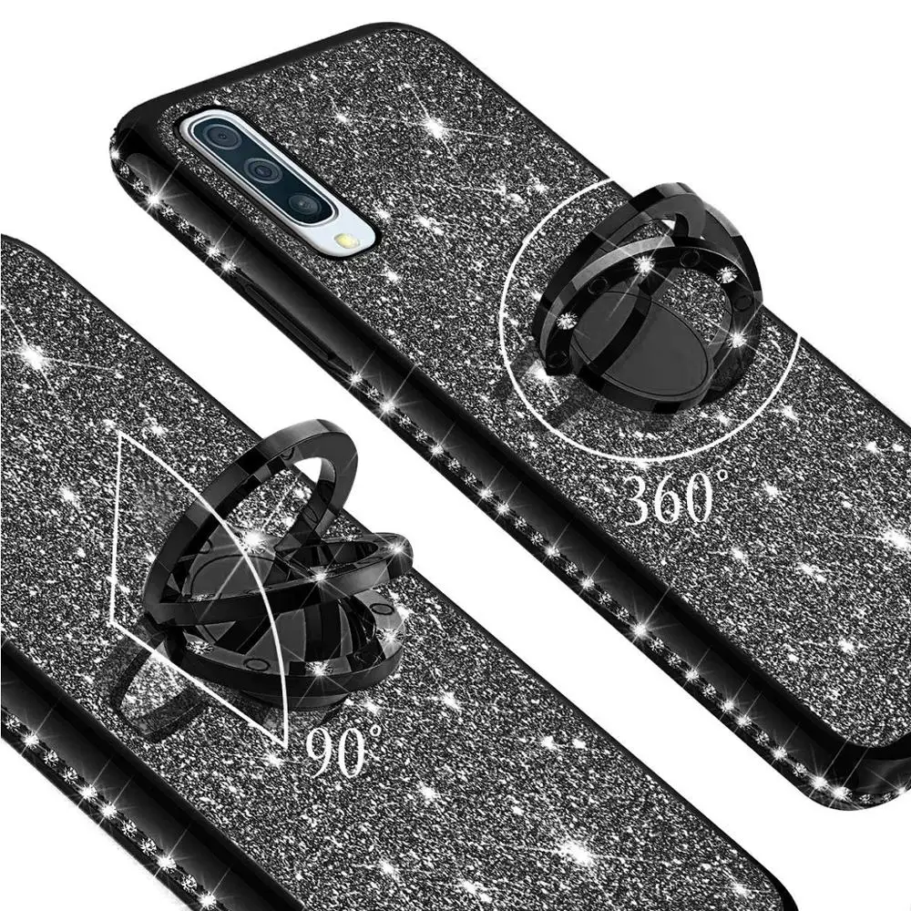 Алмазный чехол для samsung Galaxy A70 A60 A50 A40 A30 A20 A10 A80 Крышка для samsung Galaxy M30 M20 M10 блеск кольцо чехол с подставкой Чехол