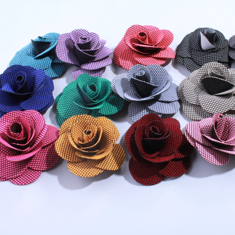 50 шт 5 см 16 цветов для U Pick Small Layerd Burlap Puff Rose Ткань Цветы Свадебная Цветочная