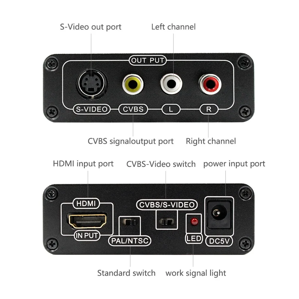 2 шт./лот HDMI в композитный/AV S-Video конвертер RCA CVBS/L/R видео конвертер адаптер PAL/NTSC CVBS/S-Video переключатель 1080P