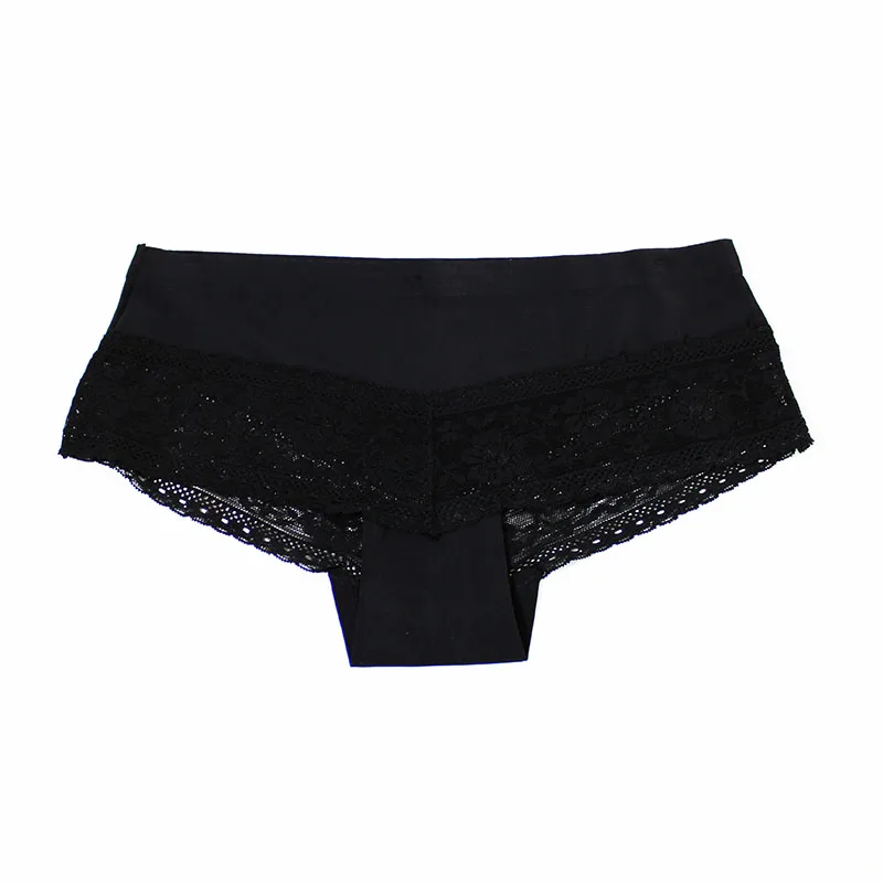 2018 новые пикантные черные кружева boyshort Большие размеры низкая талия лоскутные