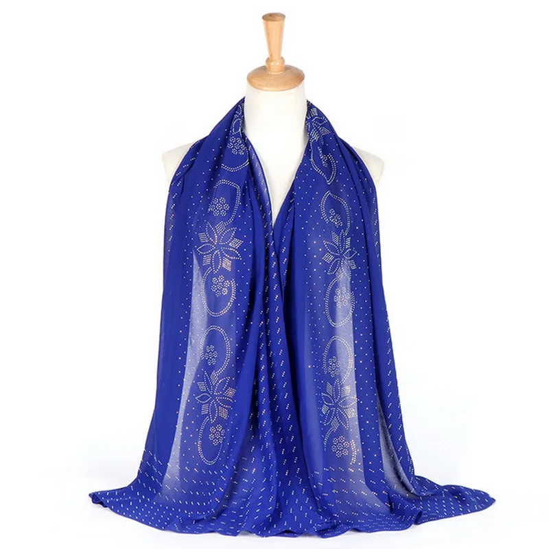 Женский хиджаб со стразами популярные шифоновые шали шарф повязка на голову