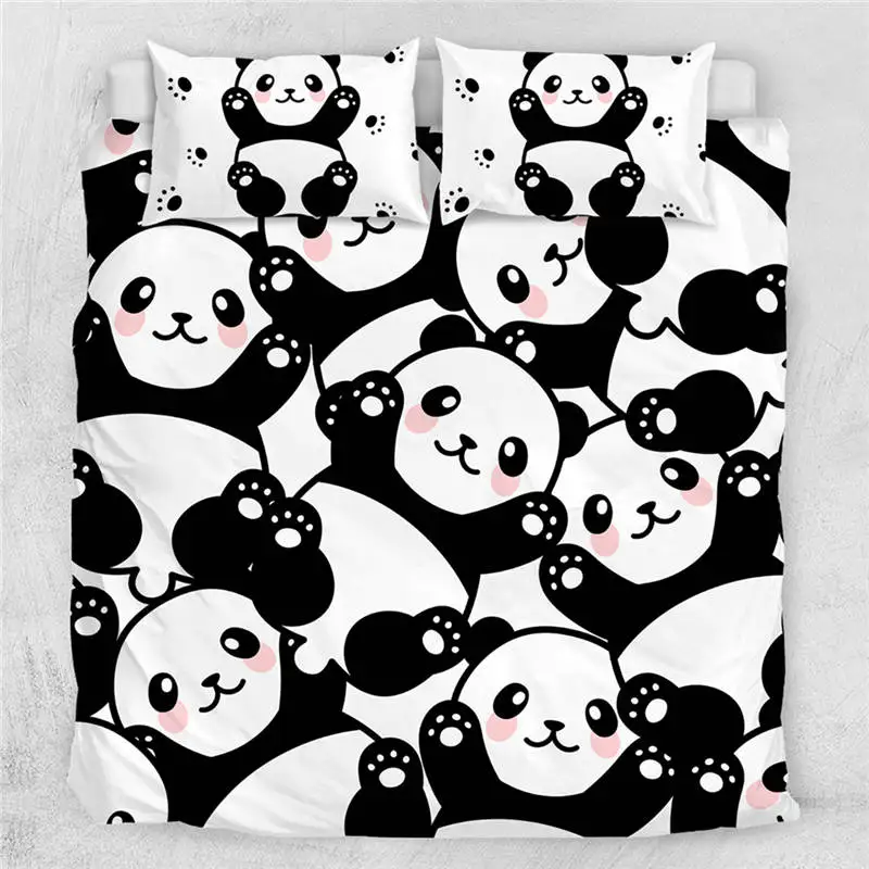 Panda1 Постельные принадлежности Outlet панда домашний текстиль пододеяльник с наволочкой чехол мультфильм Радуга Комплект постельного белья животное Дети Подростки Постельное белье queen 3 шт - Color: Panda1
