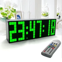 large big jumbo led clock display table desk wall alarm remote control calendar digital timer led watch blue clock