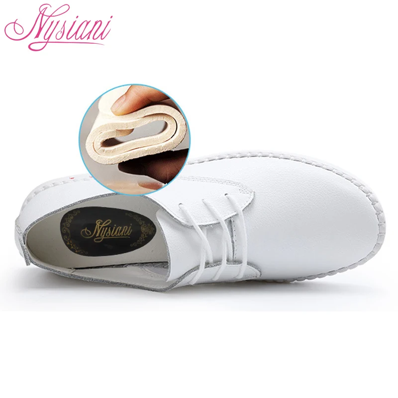 Женские кроссовки белые кожаные туфли с круглым носком на шнуровке лоферы