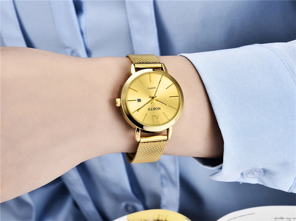 Reloj Mujer NORTH женские часы люксовый бренд кварцевые часы Женская мода платье Простые водонепроницаемые женские часы спортивные часы