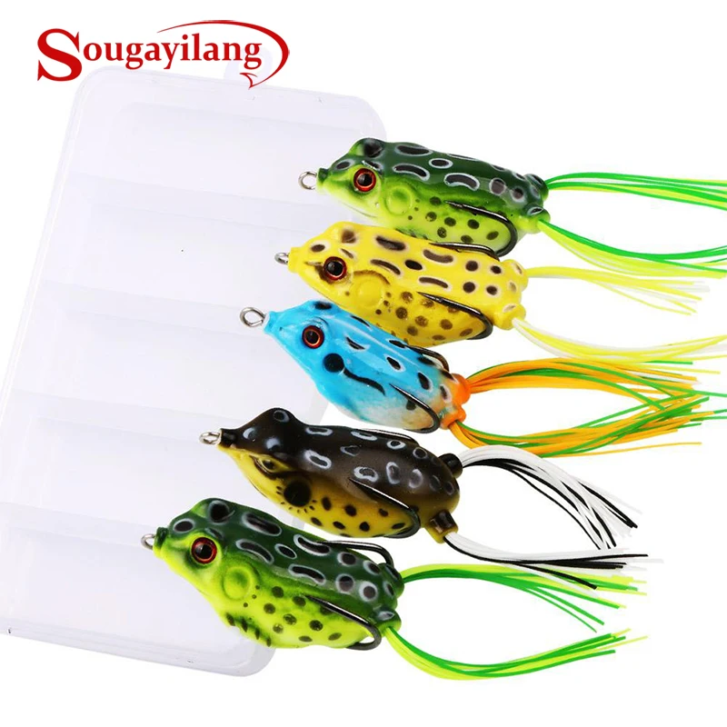 Sougayilang 5 шт. Мягкая приманка цель лягушки 6 см 10 г Topwater для рыбалки имитация окуня