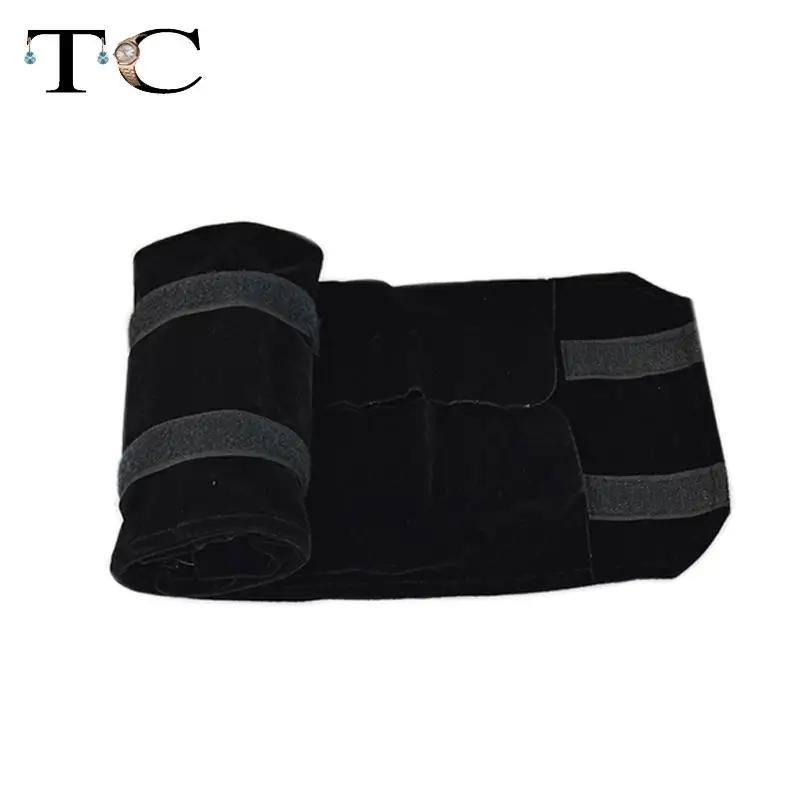 Дорожный футляр для украшений черный бархатный ювелирный дисплей сумка