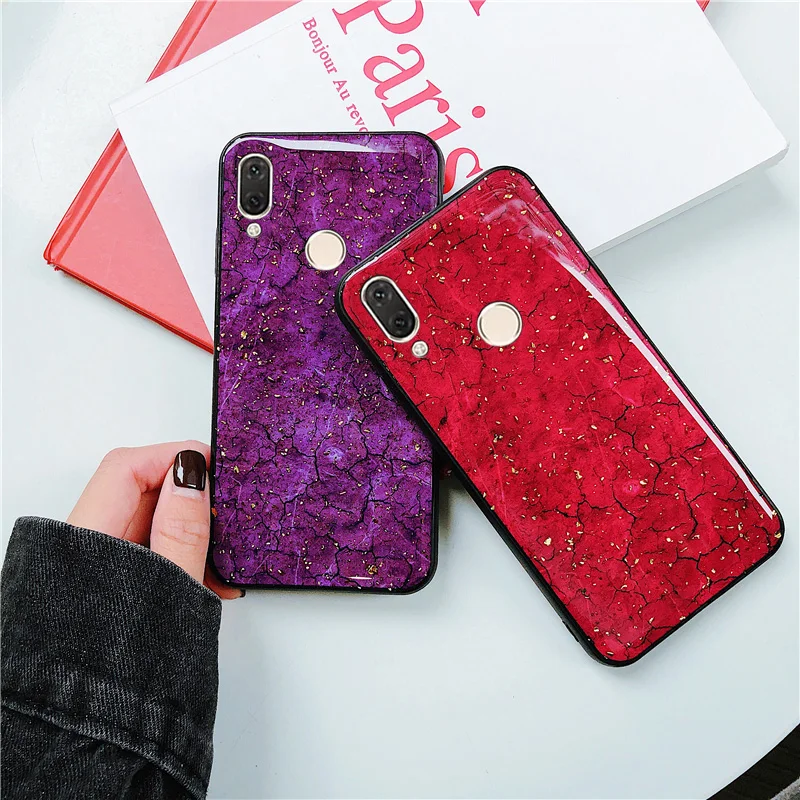 ДЛЯ vivo y85 V9 чехол с золотой фольгой трещина Крышка для Vivo Y81 X9 X20 X21 UD Y66 Y67 Y91 Y95 Y93 Y97 F9