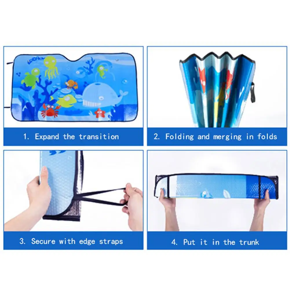 

New Cartoon Car Windshield Sun Shade Universal Fit Car Sunshade Keep Your Vehicle Cool UV Sun And Heat Reflector