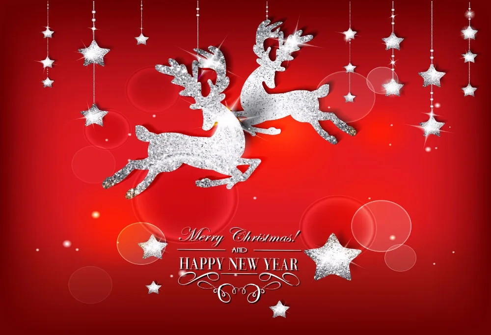 

VinylBDS Red Photography Backdrops Christmas Elk Backgrounds For Photo Studio Children Christmas Decorations For Home