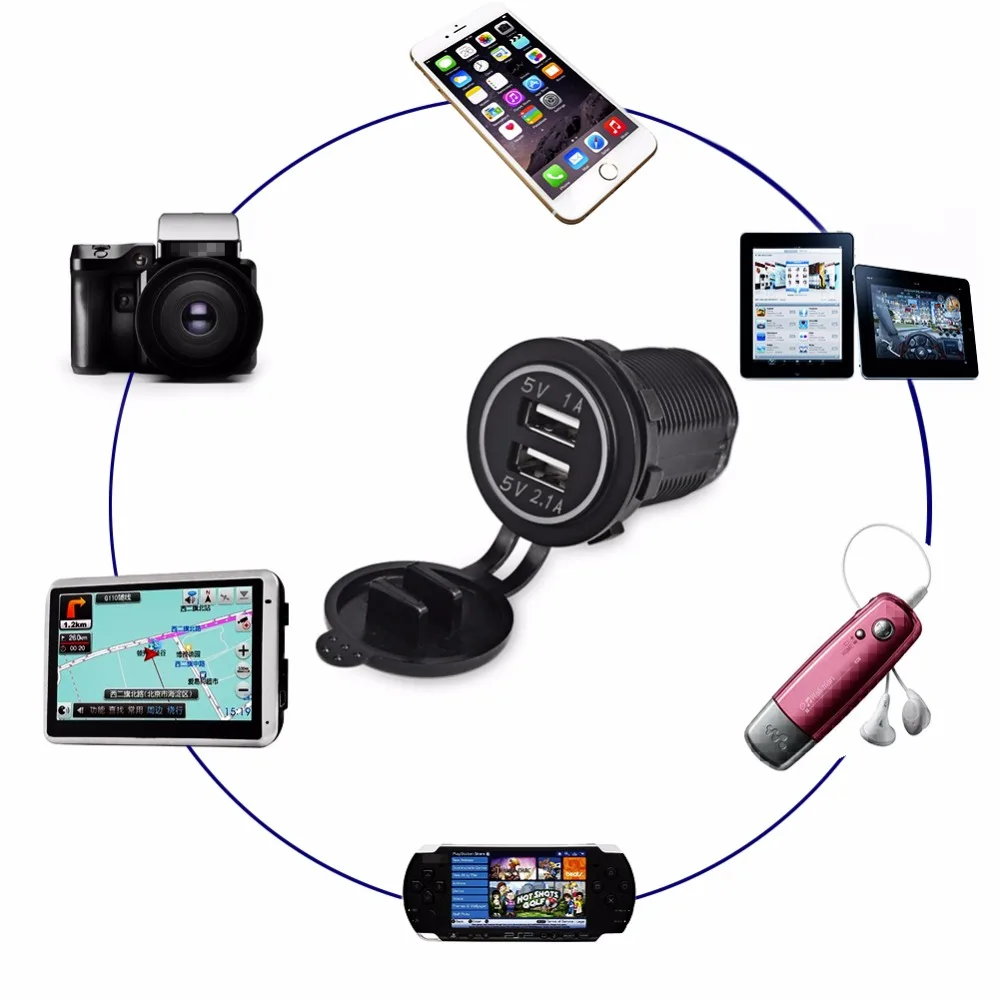 Водонепроницаемая Автомобильная розетка с двумя USB-портами 5 В 2 1 а/1 А | Автомобили