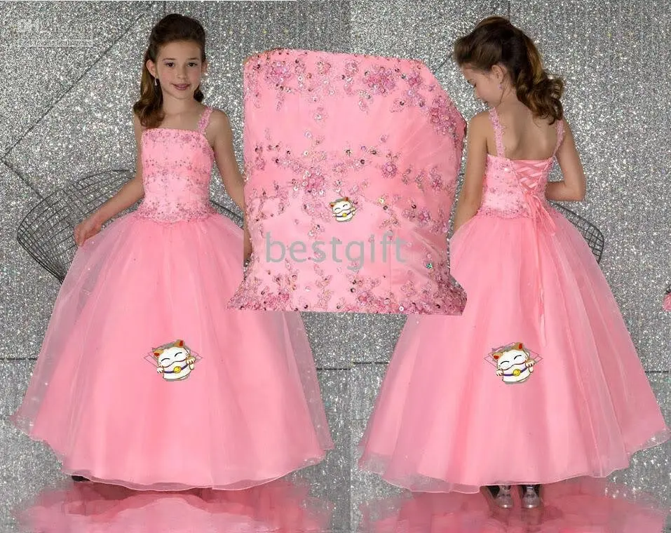 Halter Style pink flower Girl Pageant Wedding Dress Size2.4.6.8.10.12.14.16 | Свадьбы и торжества