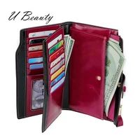 ladies top quality oil waxed cow leather wallet fashion vintage genuine cow leather multi functional organizer mens wallet