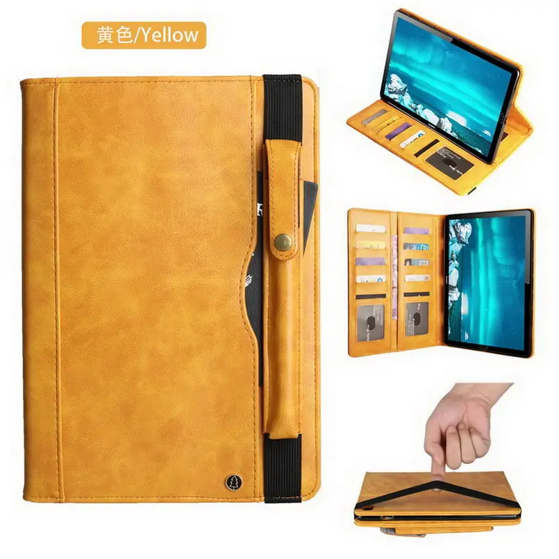 Yellow Чехол для huawei Mediapad M6 10,8 PU кожаный чехол для huawei M6 10,8 с бумажником для сумки с отделением для карт ручка рукав Стенд+ пленка+ стилус - Цвет: Yellow