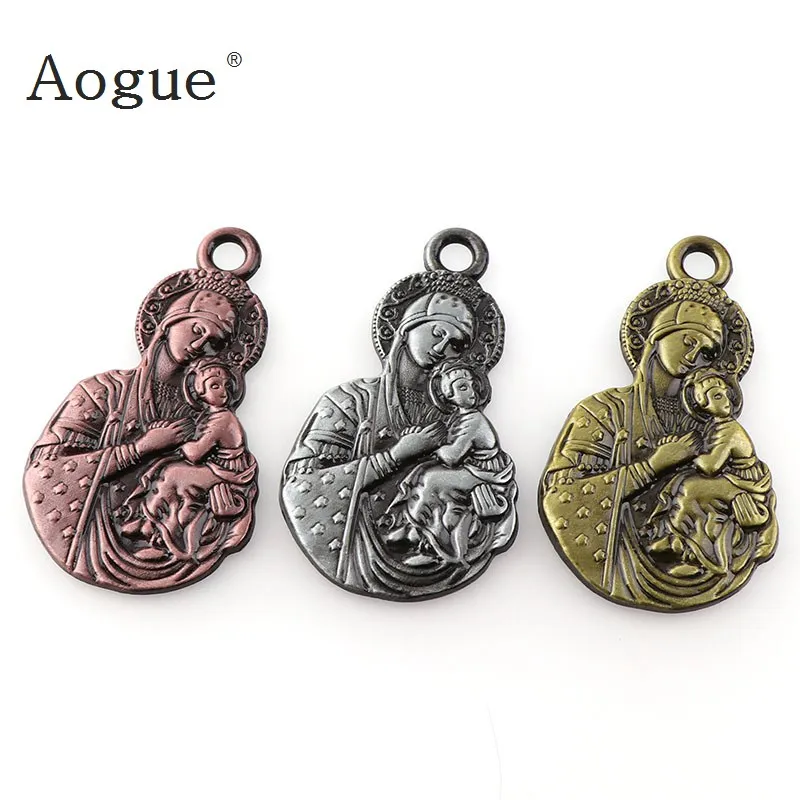 

3 Colors Small Lady of Perpetual Help Medals Charms Pendants For Key chain Religious Figure Accessories