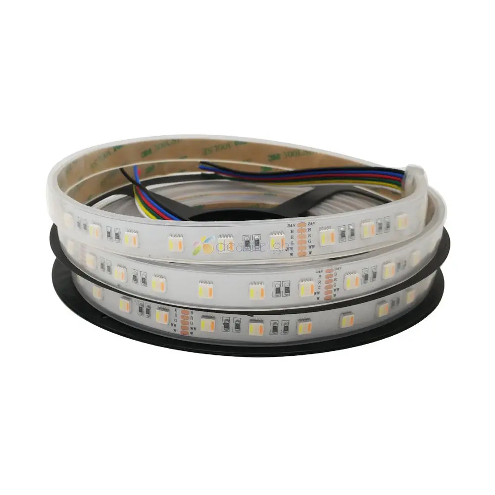 Цветная(RGB+ CCT 5 в 1 Светодиодные ленты 5050 60 светодиодный/метр 12v 24v CW+ RGB+ WW фишек гибкие светодиодные ленты 5 м/лот