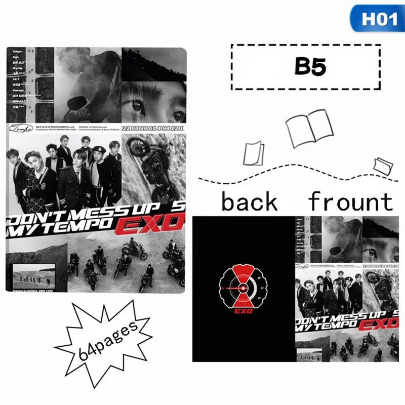 Kpop Home EXO Universe зимний альбом того же стиля водонепроницаемый ноутбук удобный Jotter Pocketbook - Цвет: H01