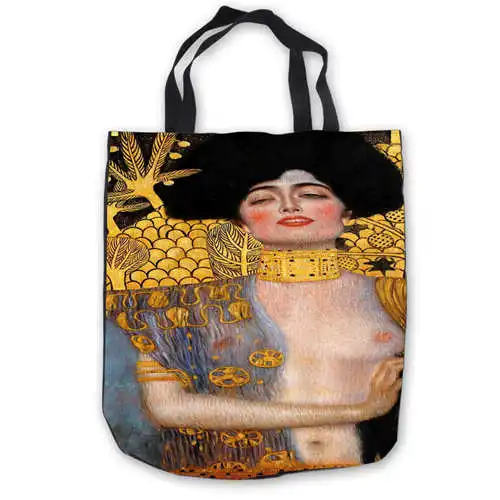 Tote Bags Пользовательские холст gustav-klimt-the-kiss сумка сумки повседневная хозяйственная сумка пляжные сумки Складная 180911-03-23 - Цвет: Tote Bags