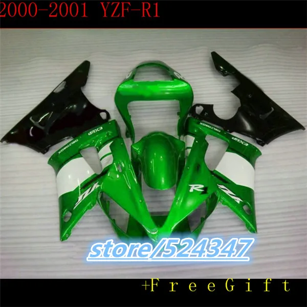 

B Good quality Fairings for YZF R1 2000 2001 green white plastic kit YZFR1 00 01 YZF 1000 YZF-R1 fairing kits parts