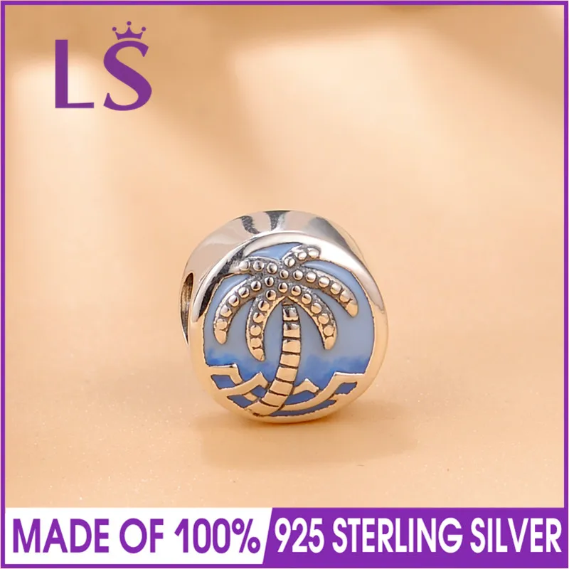 LS Real 925 Sterling Silver Summer Collection Beach Charm Beads Fit Original European Brand Bracelet Authentic DIY Jewelry Gift | Украшения