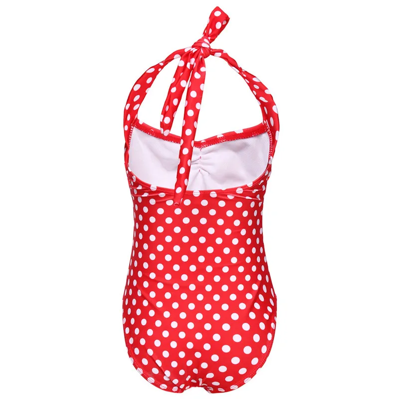 Лето 2017 г. Цельный купальник для маленьких девочек детский в горошек с бантом и