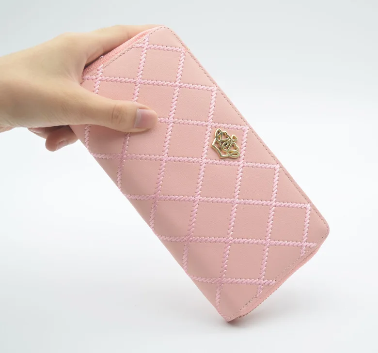 Длинные Для женщин кошелек клатч Мода 2017 г. короны украшение плед Женские