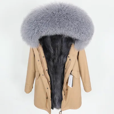 12 OFTBUY, зимняя женская куртка, большое натуральное меховое пальто, парка, монгольский овечий мех, воротник, Лисий мех, подкладка, камуфляж, длинное пальто, мода - Цвет: 12