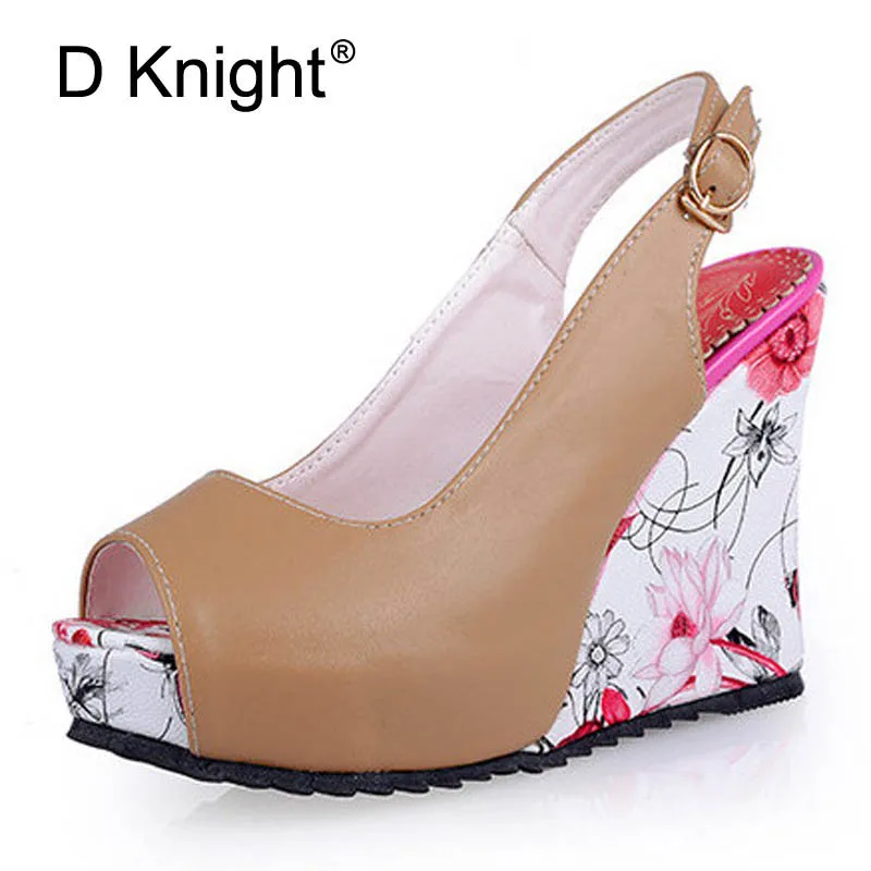 Женские босоножки Сезон лето 2018 на платформе сандалии высоком каблуке туфли с