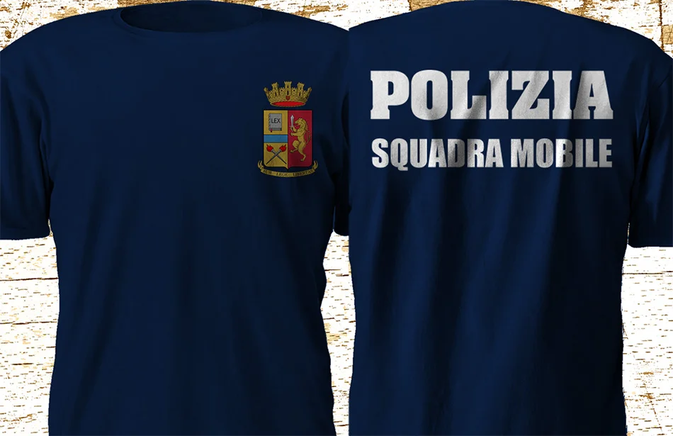 

Polizia Di Stato Italia Italy Squadra Mobile Police Department New Men Fashion Top Tee Size Free Shipping Hip Hop T shirt