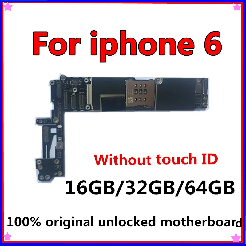 100% оригинальная разблокированная материнская плата для iphone 6 с сенсорным ID/без