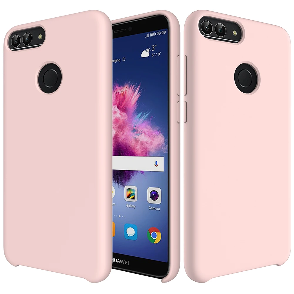 Huawei P Smart чехол мягкий жидкий силиконовый чехол для задней панели huawei P30 Pro P20 mate 20 Pro X Honor 9 10 Lite V20 8C 8X матовый чехол - Цвет: Розовый