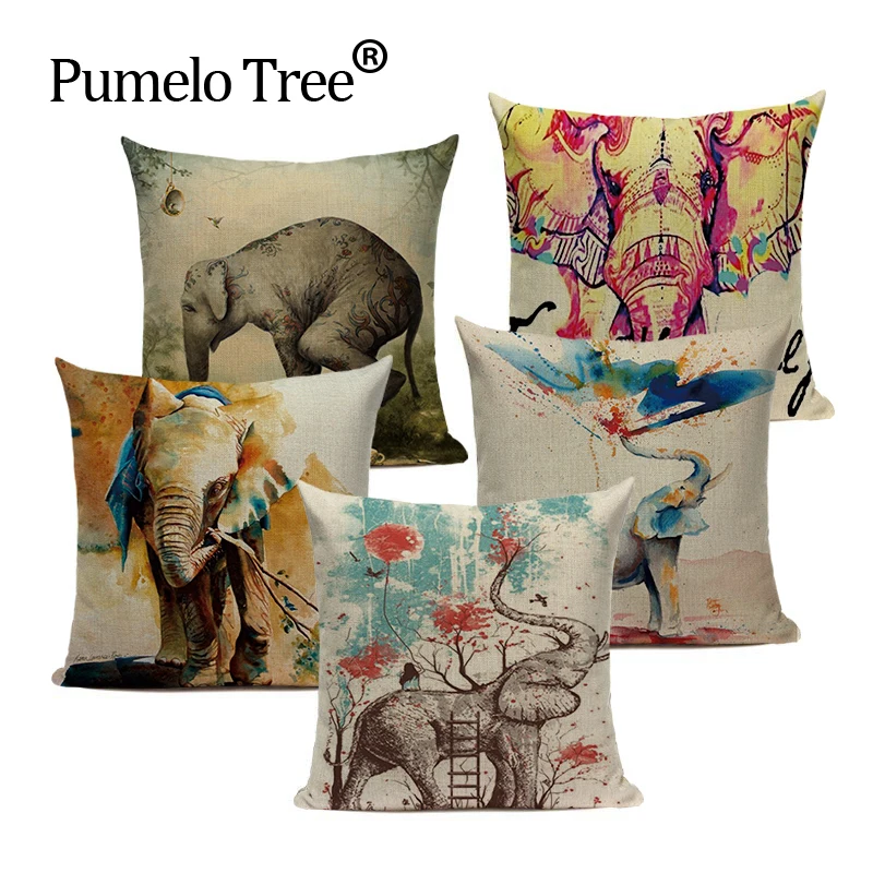 

Elephant Animal throw pillow covers indian elephant fish decorative cushion cover animal design capa de almofada housse coussin