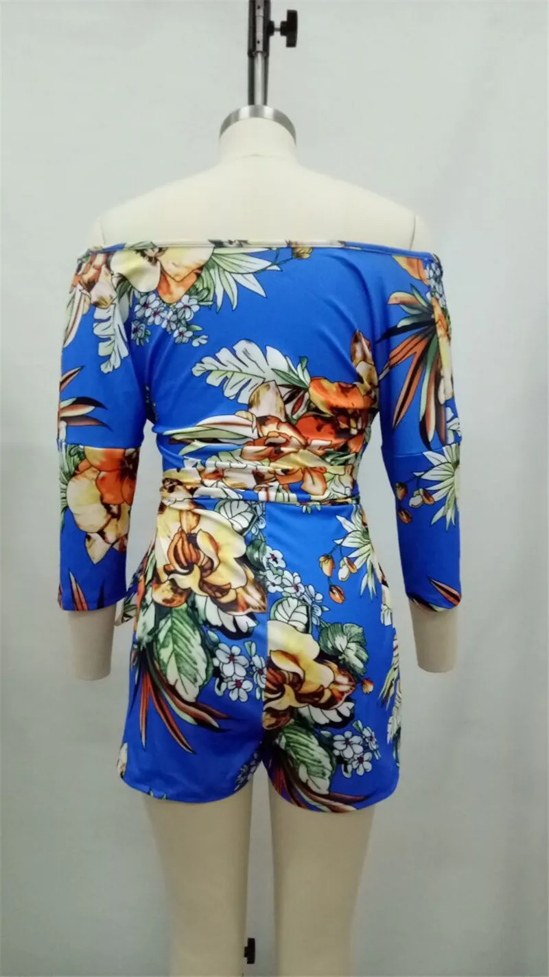 Женский Короткий комбинезон с цветочным принтом Boho сексуальный глубоким v