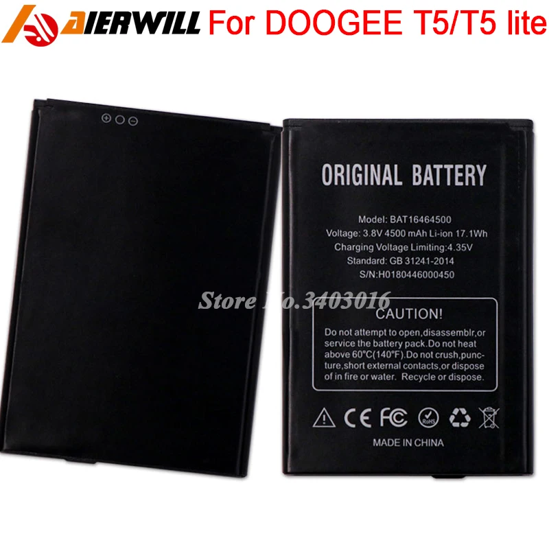 Аккумулятор Для DOOGEE T5 lite батарея аккумулятор BAT16464500 4500 мАч высокое качество |