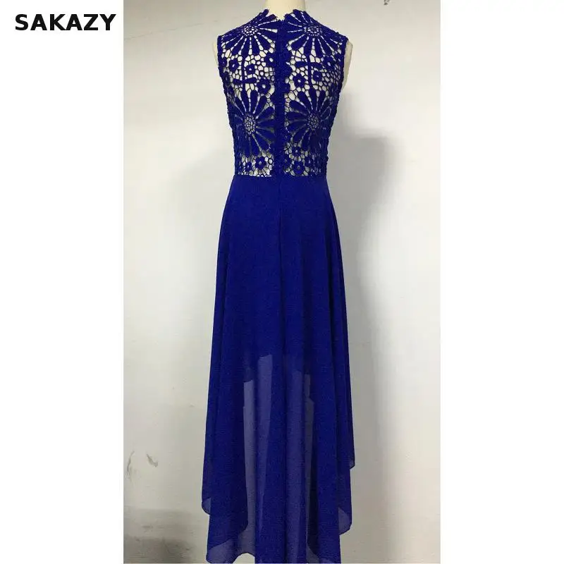 2019 Европейский Стиль Летние шифоновые кружевные комбинированное платье с