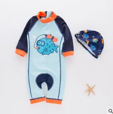 Summer Baby Boy Swimwear+Hat 2pcs Set Fishes Sea World Swimming Suit Infant Toddler Kids Children SPA Beach Bathing Retail |