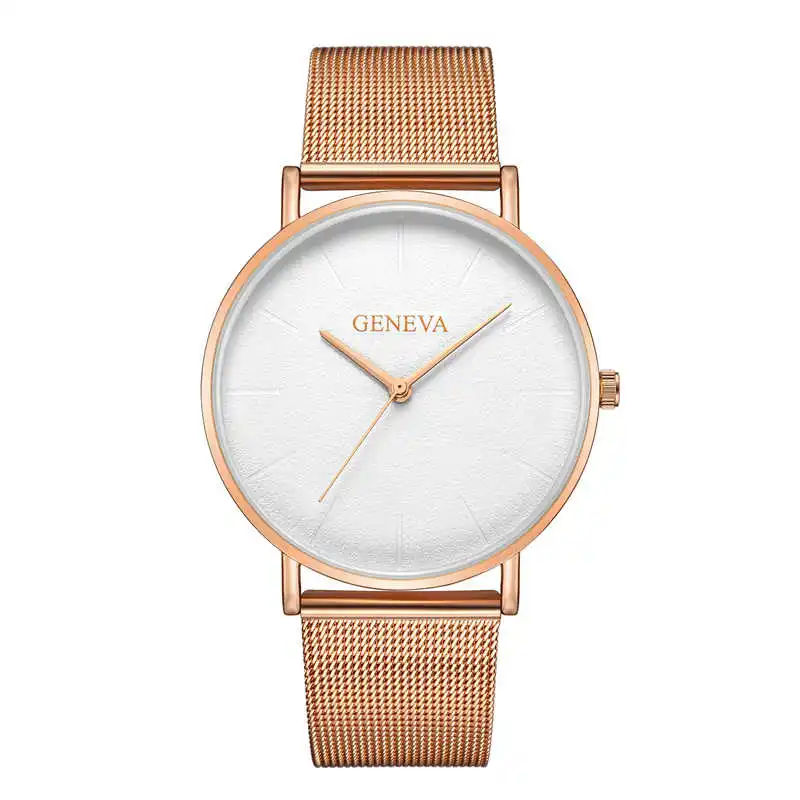 Rose Gold A Модные женские мужские простые сетчатые часы из нержавеющей стали роскошные часы с браслетом Аналоговые кварцевые наручные часы подарок relogio feminino - Цвет: Rose Gold A