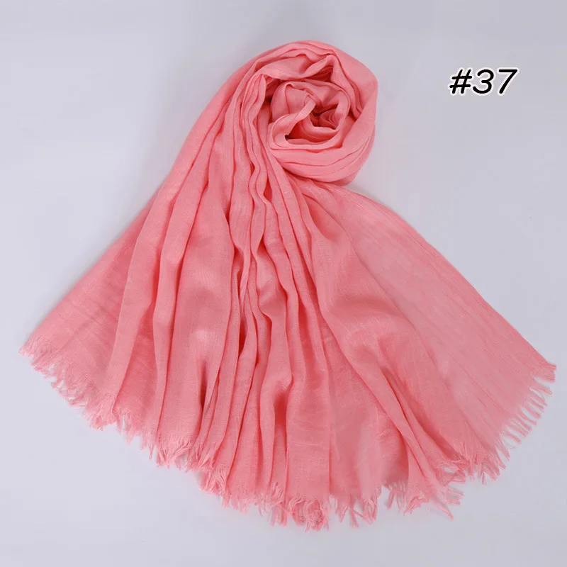 190*120cm oversize women muslim plain frayed hijab scarf femme musulman headscarf islamic shawls crinkle solid pashmina hijabs