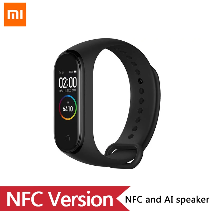 English/Spanish/Russian Xiaomi Mi Band 4 Music Smart Miband 4 Bracelet Heart Rate Fitness 135mAh Color screen Bluetooth 5.0 - Цвет: Official NFC Version