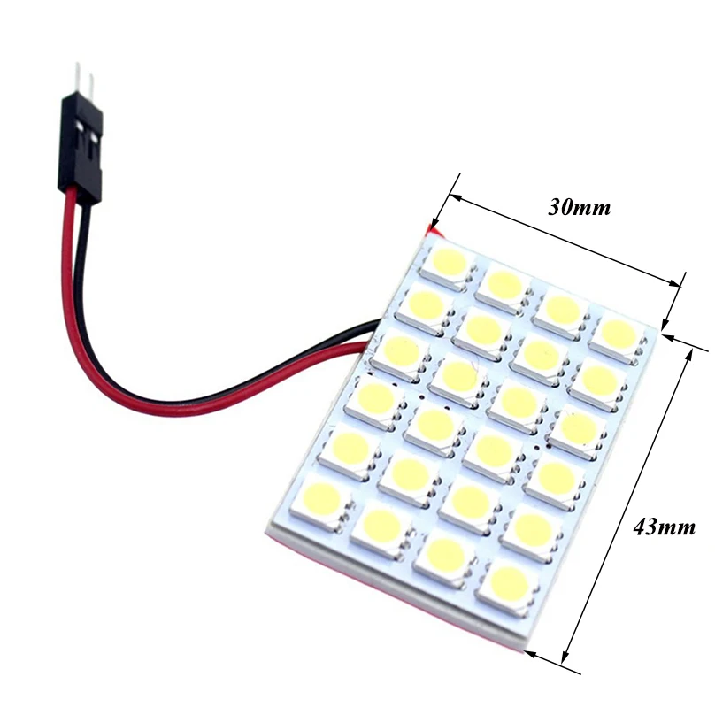 Гирлянда светодиодная T10 W5W BA9S 43 мм x 30 с 3 адаптерами 24SMD 24 smd 5050 10 комплектов|car interior