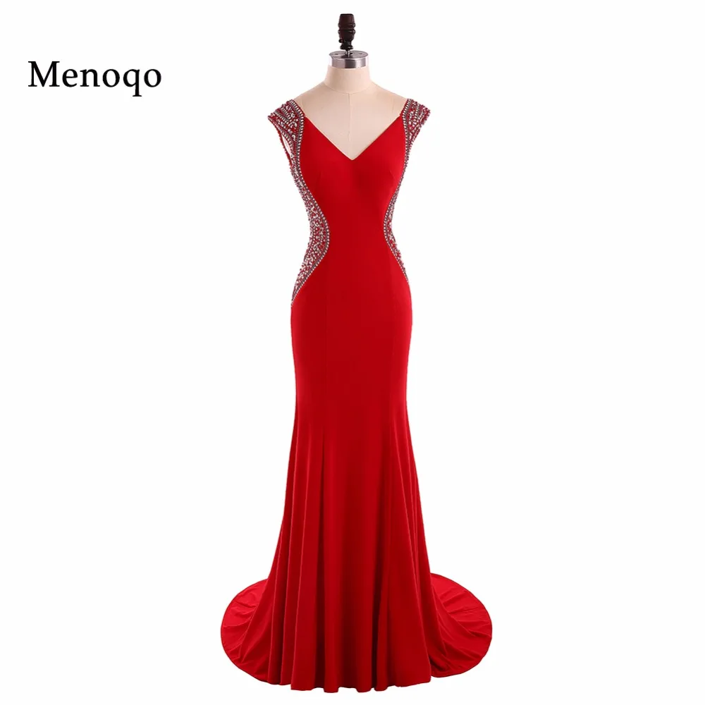 Menoqo красное вечернее платье Русалка длинное банкетное 2019 Robe De Soiree с рукавом