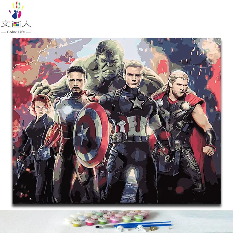 5533 The Avengers 2 DIY краски по номерам Рисунок Мстители супер герой Капитан Америка Железный человек флэш Халк райтеон картина картины по номерам - Цвет: 5533 The Avengers 2