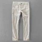 100% качественные повседневные брюки из чистого льна, мужские брендовые длинные брюки, мужские деловые модные брюки для мужчин, брюки