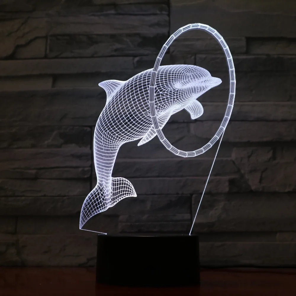 

3D1194 Cute Animal Dolphin 3D LED Light Desk Table Halloween Decoration Gift Kid Holiday USB 7 Colors Change Lava Lamp