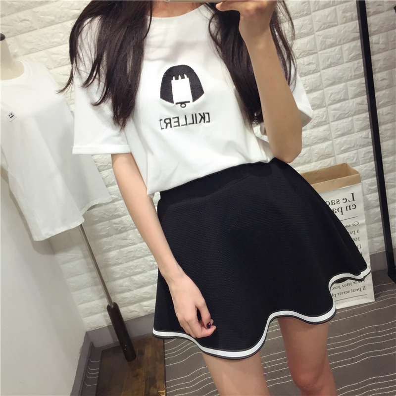 Лето 2020 Забавные футболки Корейская футболка женская новая в стиле рок Харадзюку