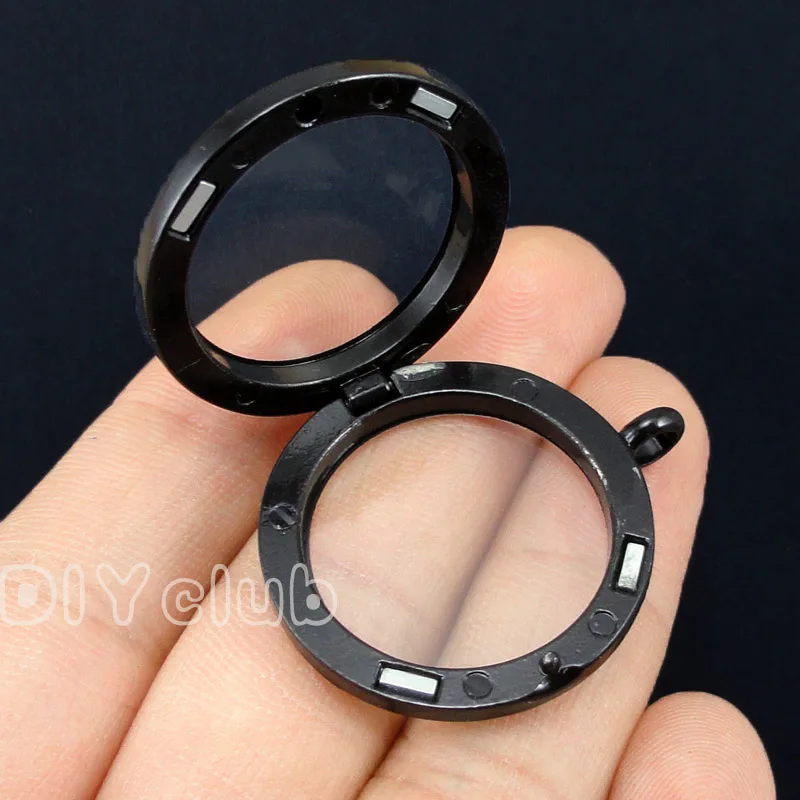 2 шт черный круглый плавающий медальон стеклянный кулон Плавающие стеклянные